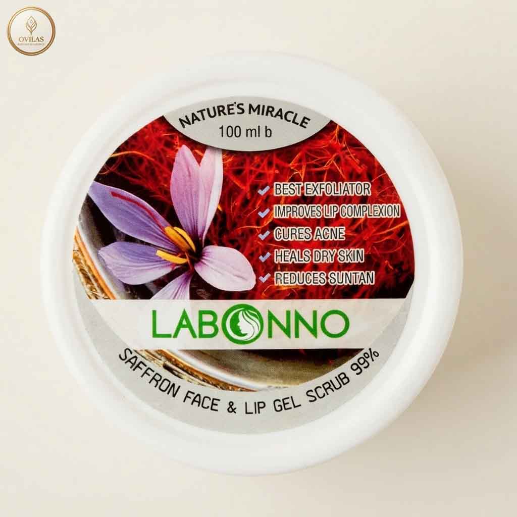 labono saffron scrub (3) Labonno Saffron Face & Lip Gel Scrub - Nature's Miracle (100ml) - Image 1