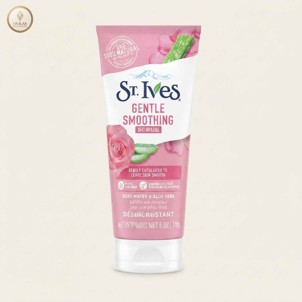 stives gentle smoothing scrub 4 St. Ives Gentle Smoothing Scrub – Rose Water & Aloe Vera (170g) - Image 1