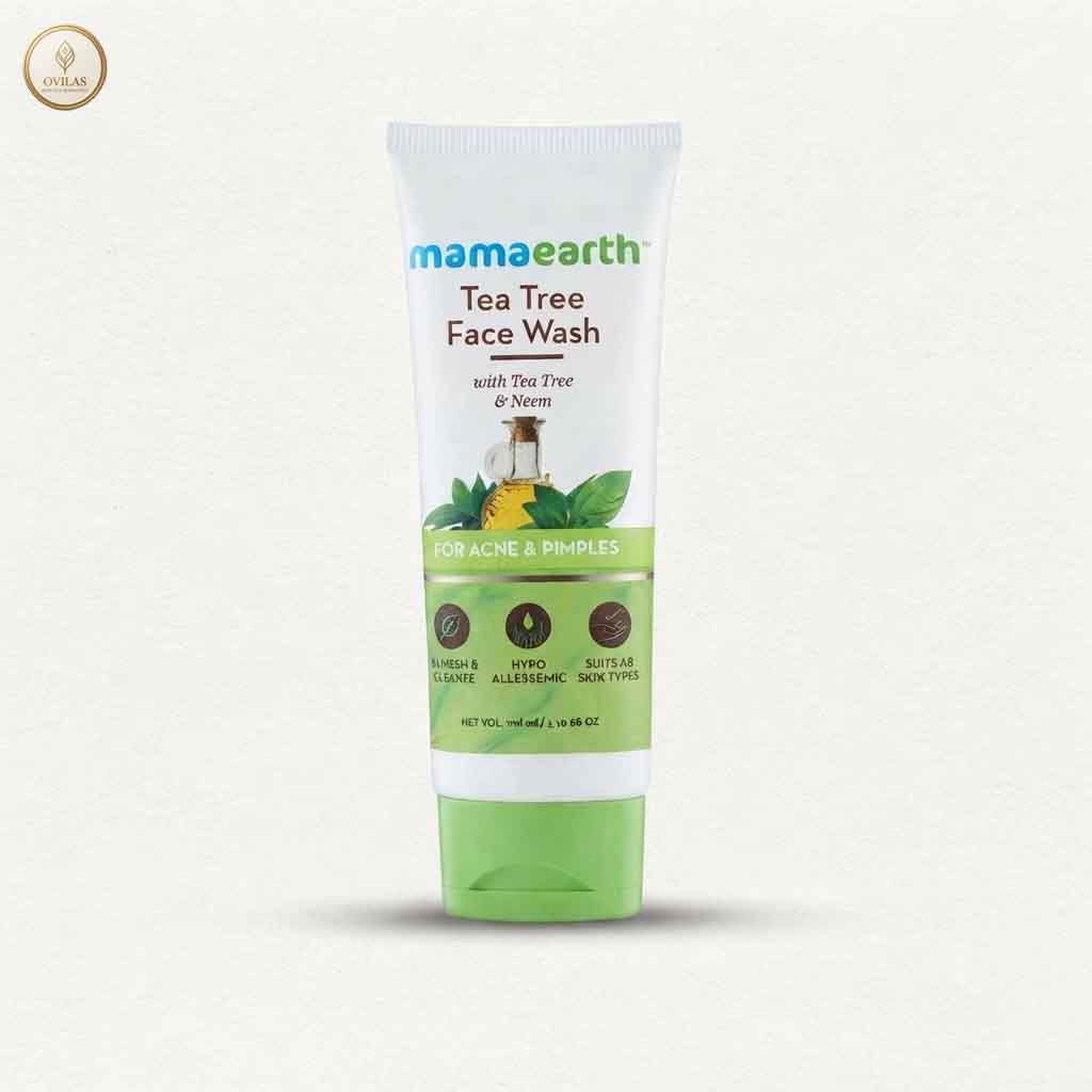tea tree facewash Mamaearth Tea Tree Face Wash with Tea Tree & Neem for Acne & Pimples – 100ml - Image 1