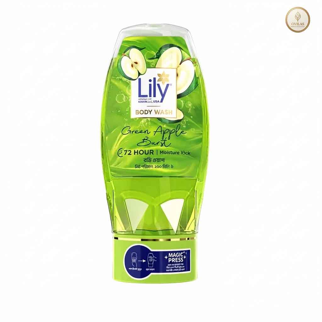green apple body wash. 4 Lily Green Apple Burst Body Wash (72 Hour Moisture Lock) - Image 1