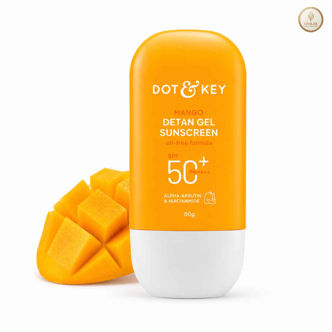 mango sunscreen 3 Dot & Key Mango Detan Gel Sunscreen SPF 50+ PA++++ 50g | Oil-Free Sunscreen - Image 1