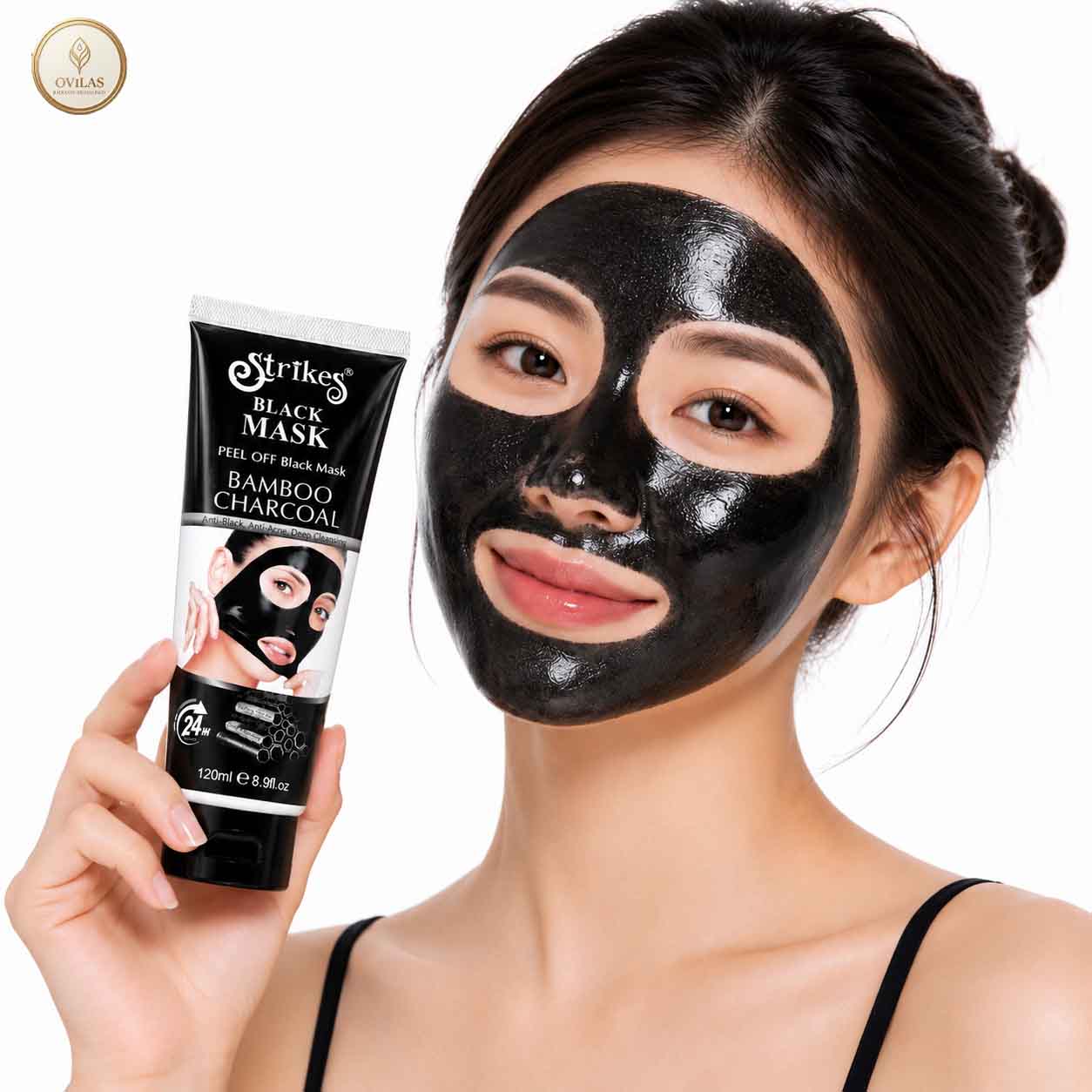 strikes mask (4) Strikes Bamboo Charcoal Black Mask 120ml | Peel-Off Blackhead Removal Face Mask - Image 1
